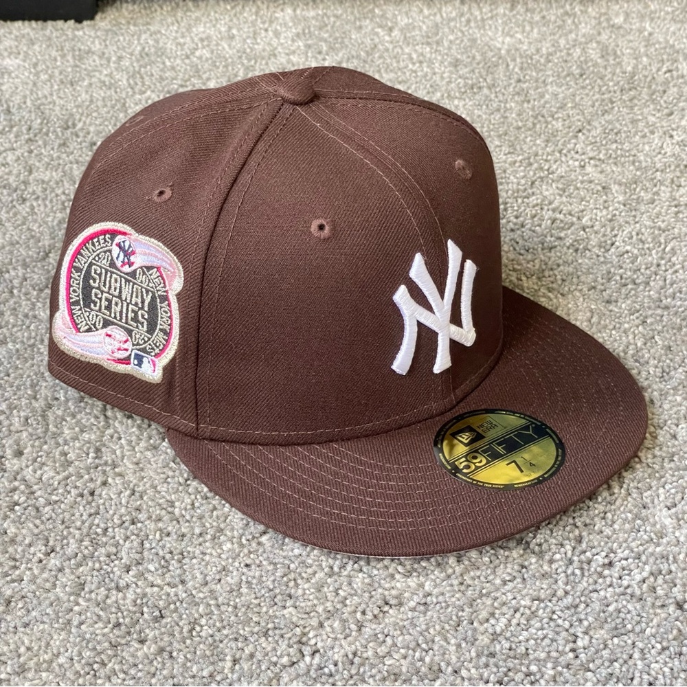 Hat Heaven New Era New York Yankees Fitted Hat Subway Series Patch Brown 7 1/4